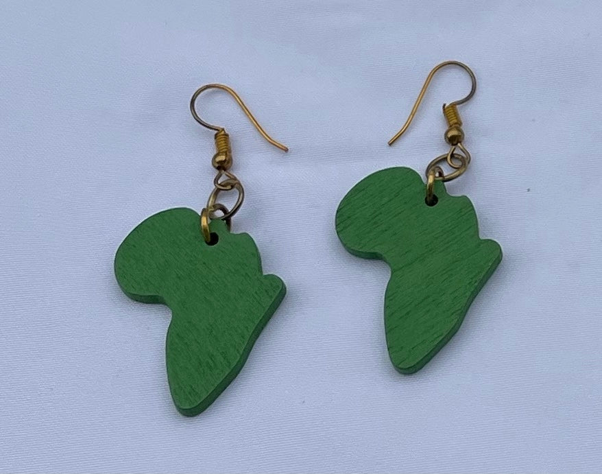 Small Map of Africa Wooden Earrings