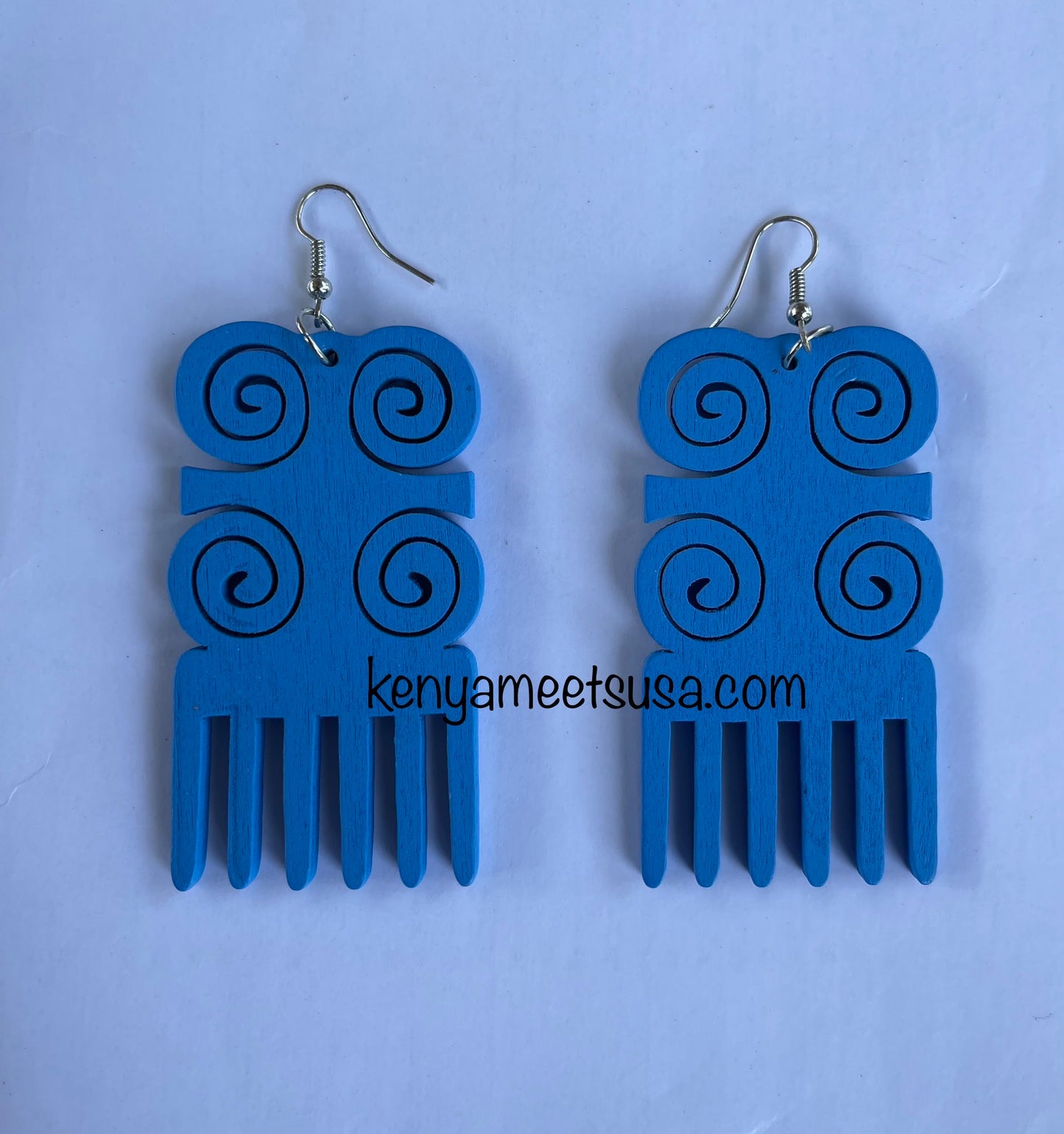 Wooden Swirl Comb Earrings