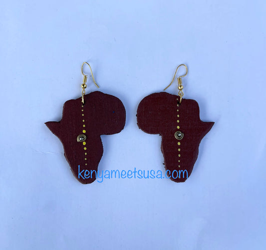 Small Map of Africa Wooden Earrings